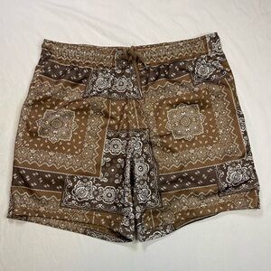 PacSun Mesh Paisley Brown Volley Shorts Drawstring Pockets Men's Regular